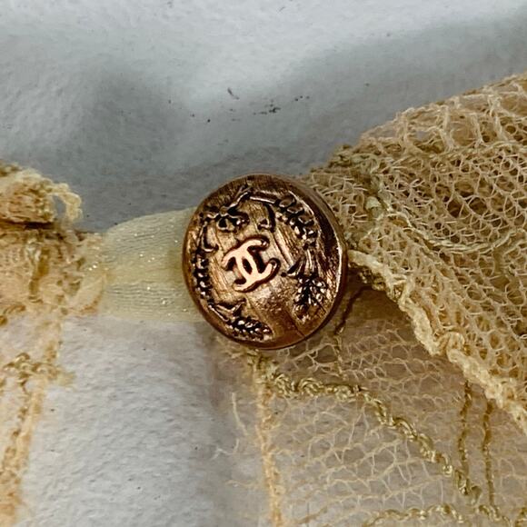 CHANEL Vintage 10 Tan Rayon Blend See Through Lace Sleeveless Dress Top - Picture 2 of 7